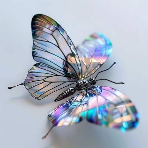 Futuristic 3D butterfly with holographic colors