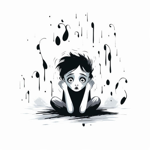 Minimalist style fear illustration on white background