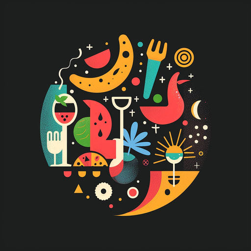 Whimsical restaurant logo with playful elements and bright colors