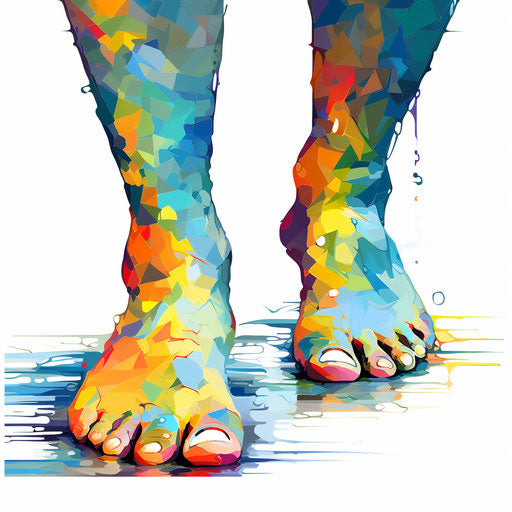 Toes illustration in the style of Impressionistic Art, on white background