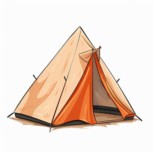 Minimalist tent illustration on white background