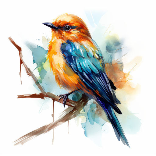Bird clipart in the style of oil painting, on a white background