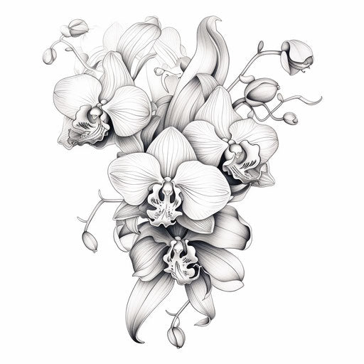 Elegant linear composition: orchid in black and white