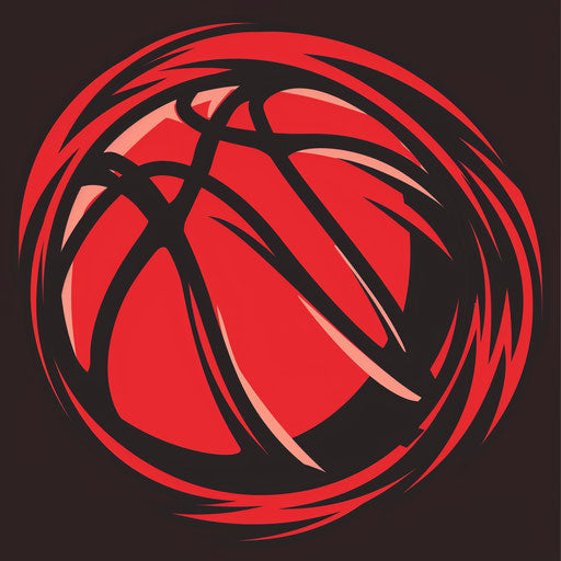 Modern basketball emblem on dark red background