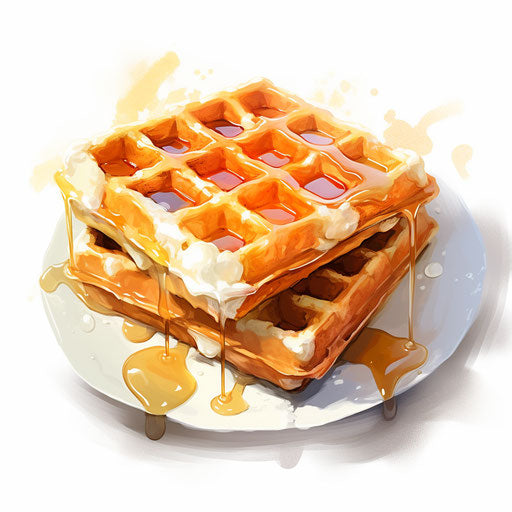 Waffle clipart in the style of Impressionistic Art, on white background
