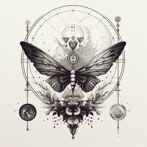 Mauve moth and moon phases in esoteric style