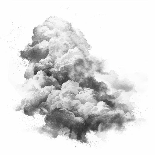 Faded ink cloud on white background, resembling mist