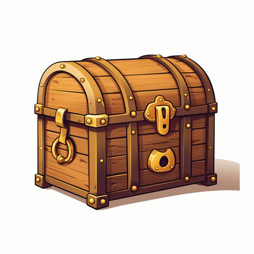 Minimalist style treasure box clipart on white background