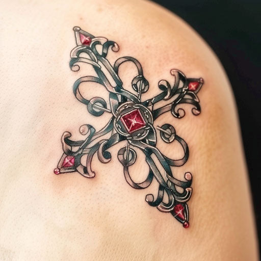 Elegant Celtic cross with crystals and gemstones