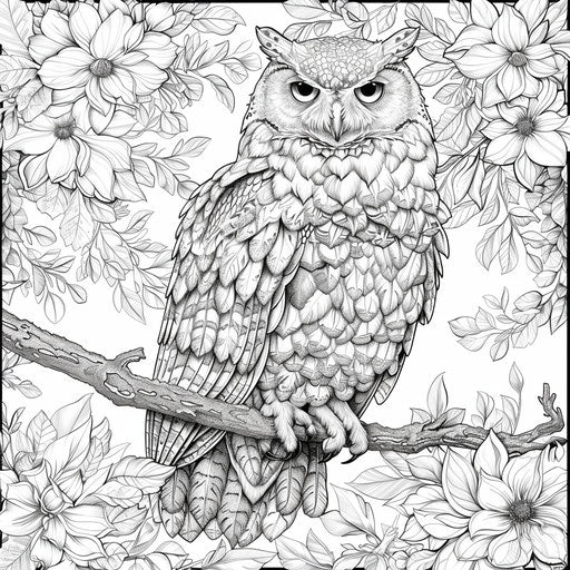 Majestic owl on a tree branch