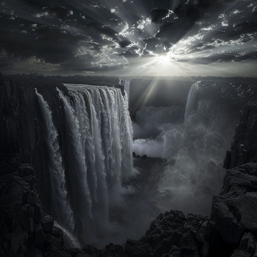 Victoria Falls with deep shadows and dramatic scenery