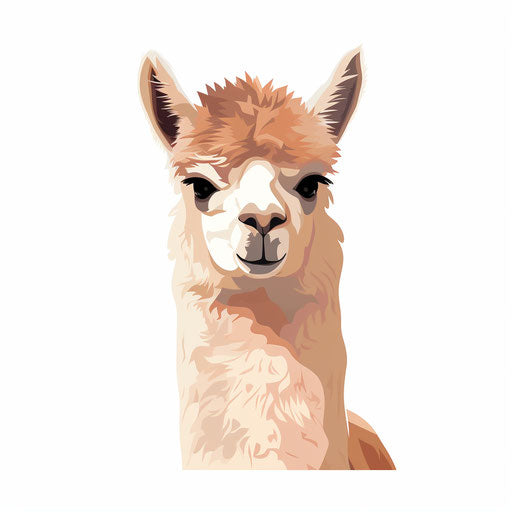 Minimalist alpaca illustration on white background