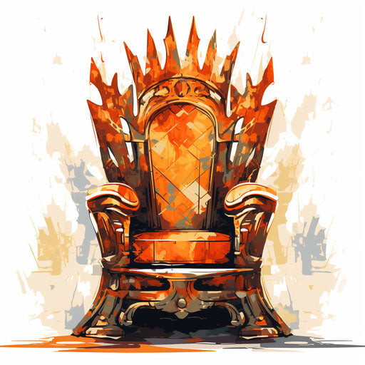 Throne clipart in the style of Oil painting, on a white background