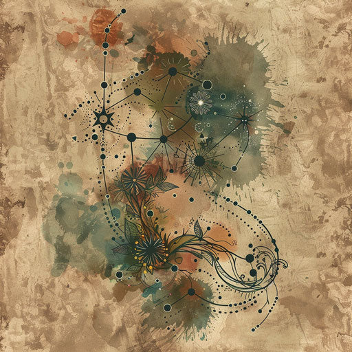 Rustic Scorpio tattoo sketch in green and brown tones