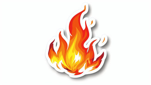 Flame sticker with text and emoji style