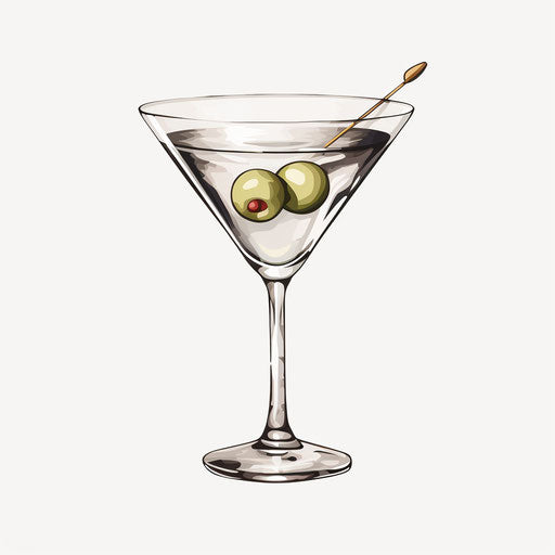 Minimalist style martini glass on white background