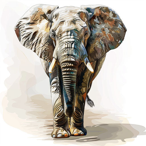 Elephant clipart in photo realistic style on white background