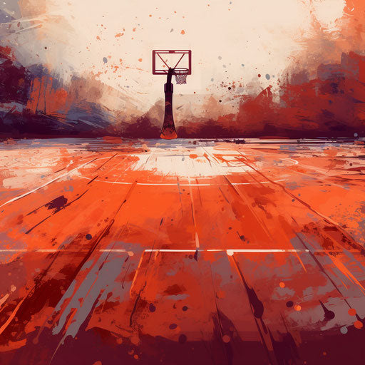 Basketball court in oil painting style