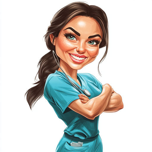 Customizable Nurse Caricature Clipart for Personalized Decor