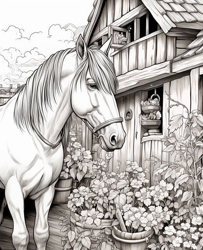 Farm at the Black Horse coloring page