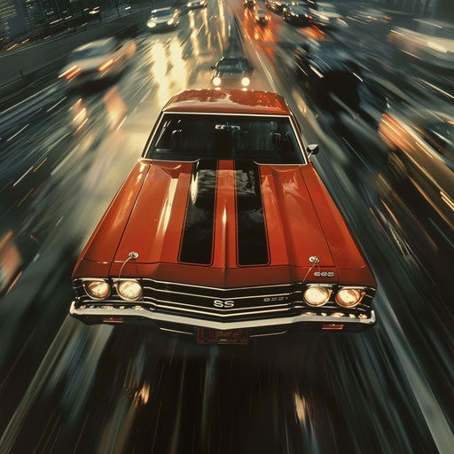 1969 Chevrolet Chevelle SS in a high-speed chase scene