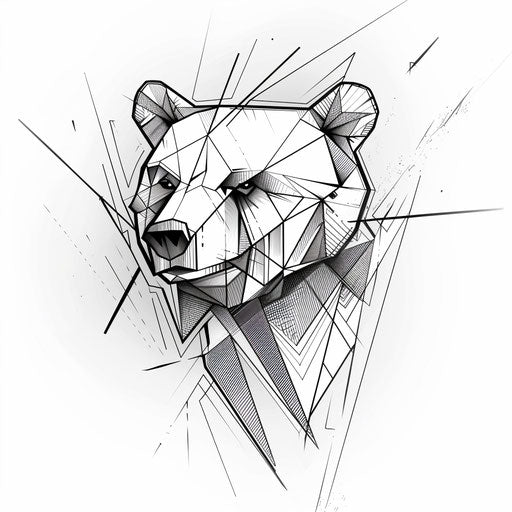 Geometric bear tattoo on white background
