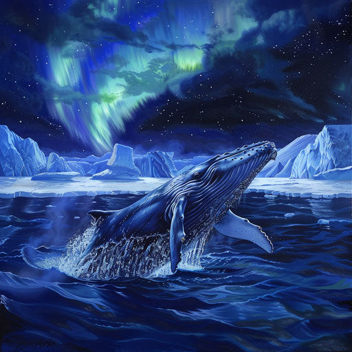 Majestic blue whale navigating crystal-clear Arctic waters