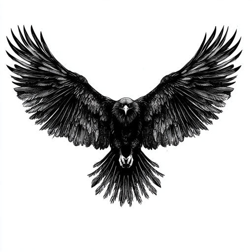 Chest tattoo of an eagle in flat tattoo style