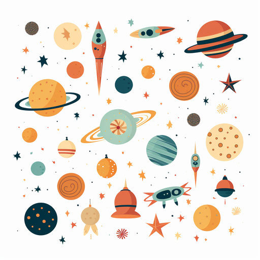 Minimalist space clipart on white background