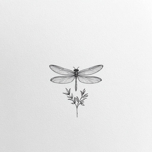 Simple tattoo sketch for women with delicate dragonfly