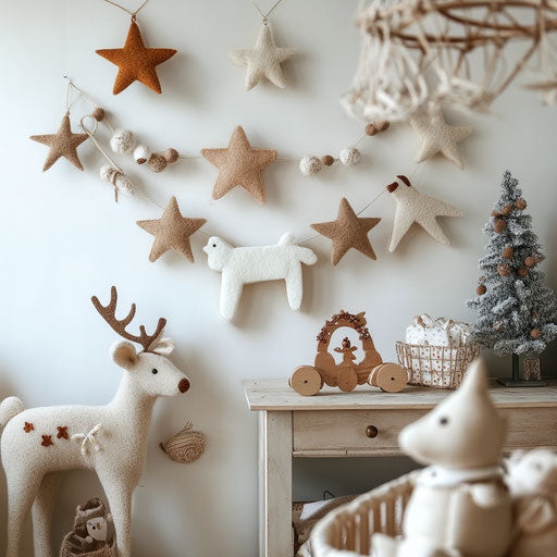 Whimsical felt garland in a child's room