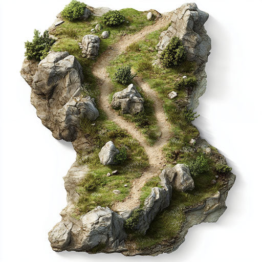 Realistic trail map, high resolution, isolated