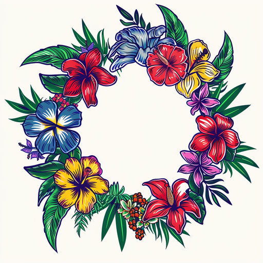 Bold clipart style flat tattoo sketch of a Hawaiian lei
