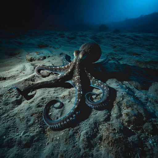 Octopus hunting on the seafloor at dusk