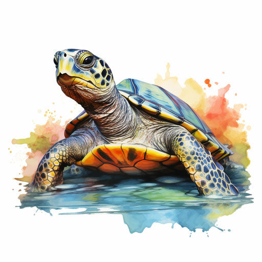 Turtle clipart in the style of oil painting