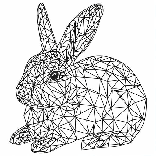 Geometric bunny design with patterns and shapes