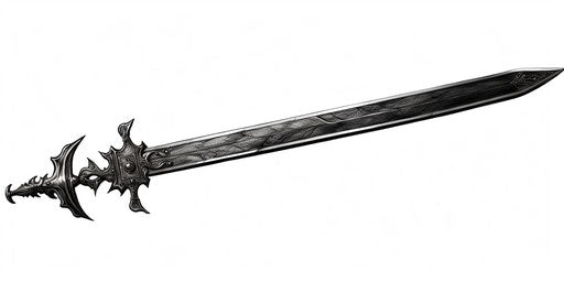 Wood and black sword, clean and sharp inking style