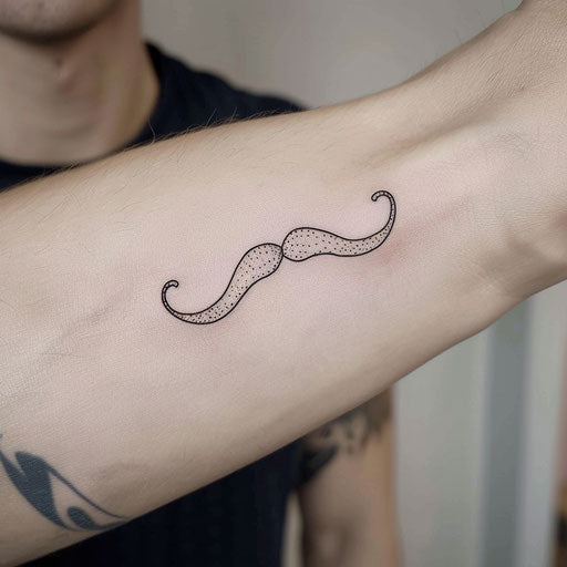 Contemporary tattoo sketch of a minimalist mustache with bold outlines