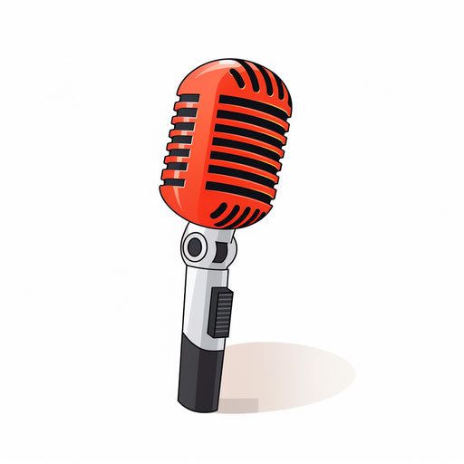 Minimalist microphone on white background