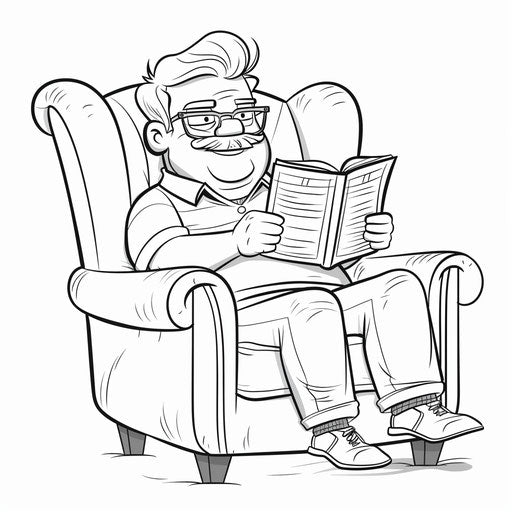 Fun dad reading a newspaper in an armchair