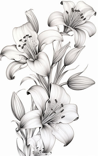 Flowers Drawing | Small Lily Drawing | Lily Drawing, Classic Tattoo Style 3840x2160