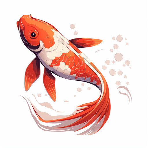 Koi fish clipart in Minimalist style, on white background