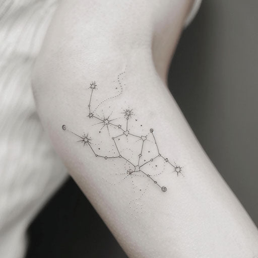 Minimalist sketch of Cancer constellation tattoo