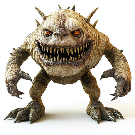 3D monster on flat white background, isolated clipart