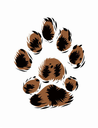 Dog paw print clip art on white background