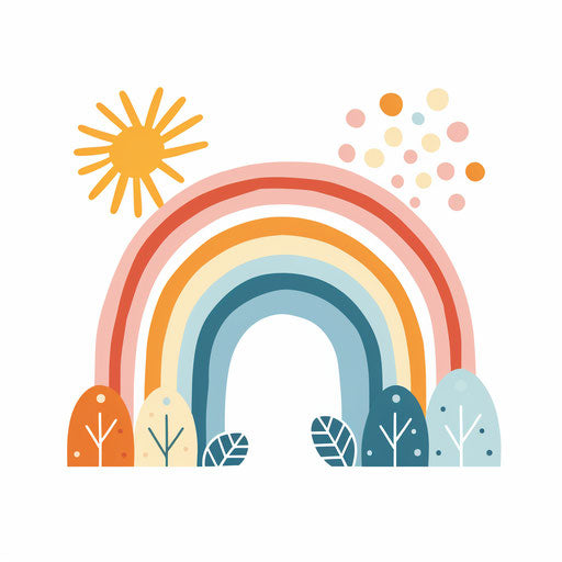 Boho rainbow in Minimalist style, on white background