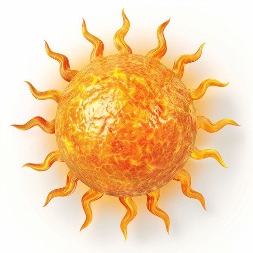 Realistic style clipart of sun with flat white background