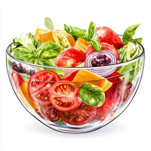 Realistic clipart of a salad bowl, high resolution, isolated