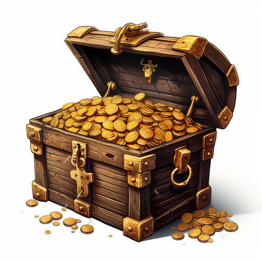 Treasure chest clipart in the style of Chiaroscuro Art on white background