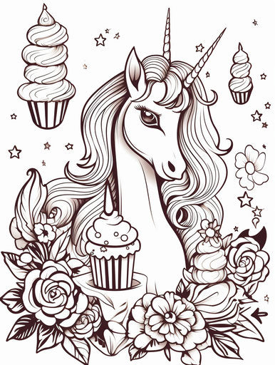 Unicorn birthday coloring pages for girls